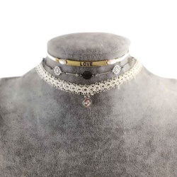 Чокер на шию lan-345 білого кольору набір з 3 шт.