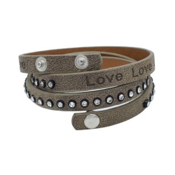 Кожаный браслет Love с кристаллами