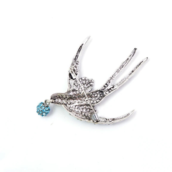 Брошка Ластівка кристал