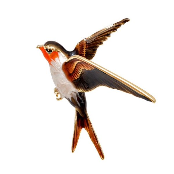 Брошь Ласточка цветная lan-3157