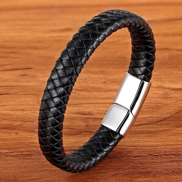Мужской кожаный браслет плетеный lan-3289