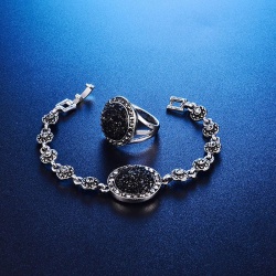 Набор украшений Агатовая крошка: серьги, кулон, браслет, кольцо