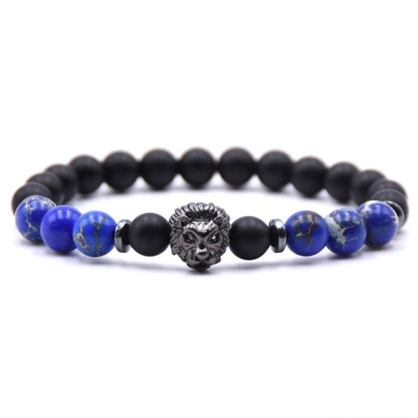 Браслет із шунгіту з лазуритом Лев lan-2894