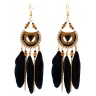 Серьги подвески бохо стиль с перьями