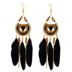 Серьги подвески бохо стиль с перьями