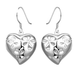 Серьги подвески Сердце посеребренные