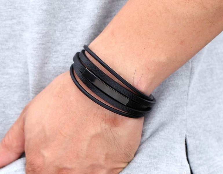 Чоловічий шкіряний браслет lan-3018