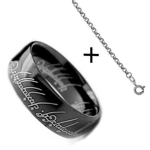 Кільце Всевладдя зі сталі чорного кольору з ланцюжком &quot;The Lord of the Rings&quot;