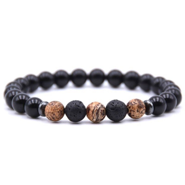 Браслет из шунгита с лавовым камнем Песчаный lan-2896