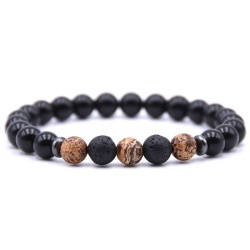 Браслет із шунгіту з лавовим каменем Піщаний lan-2896